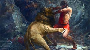 Сражение со львом
